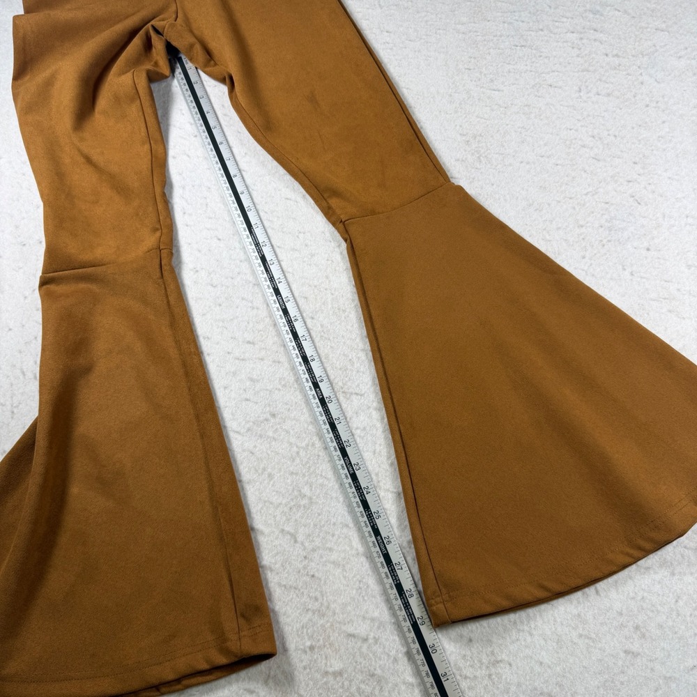Rock & Roll Cowgirl Brown Faux Suede Bell Bottom Flare Leggings 78-2911 Small - Picture 3 of 7